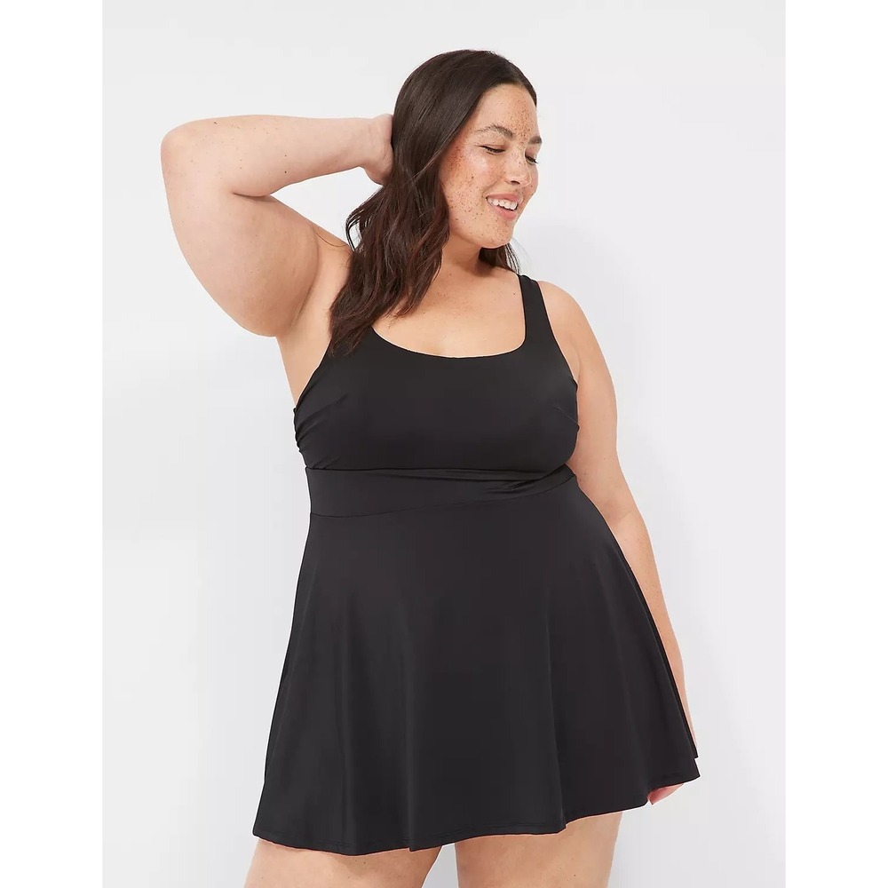 Lane Bryant Black NW Scoop Brief Swim Dress‎ Tankini Style Size 16 1139786 Beach